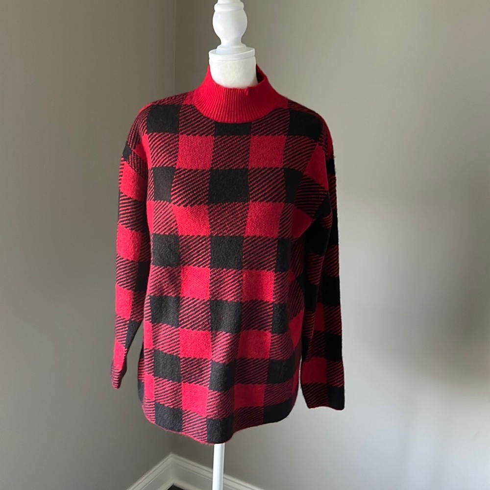 LOFT Buffalo Plaid Turtleneck Sweater Size S